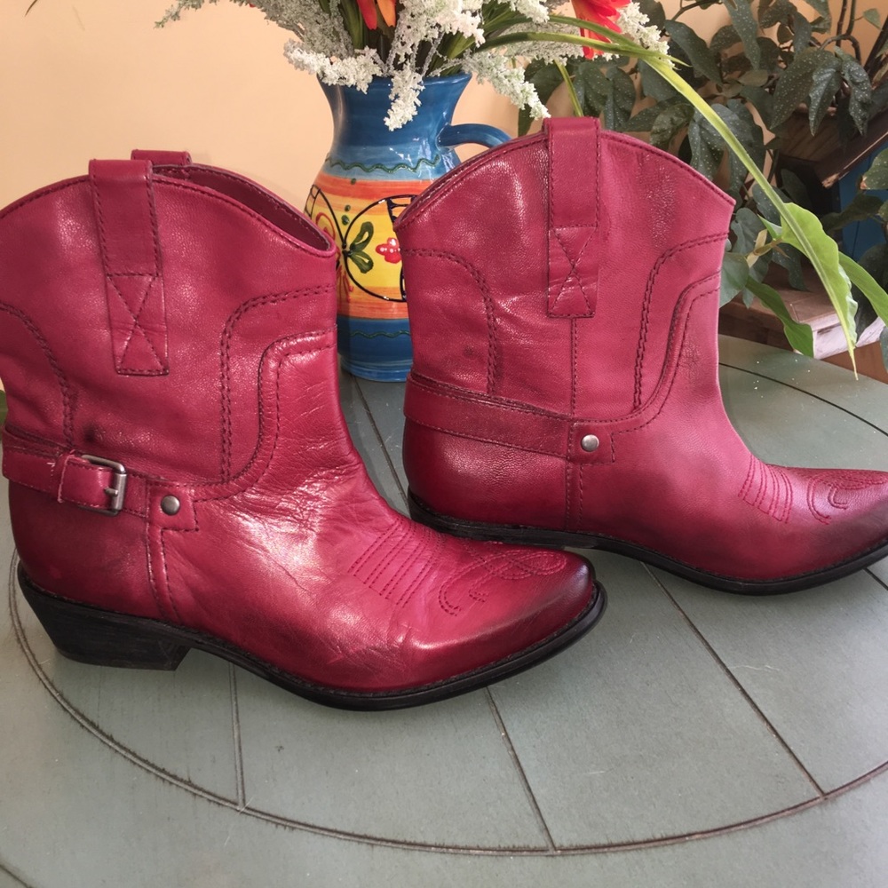 Franco Sarto Red Leather Boots 6M💃💃💃